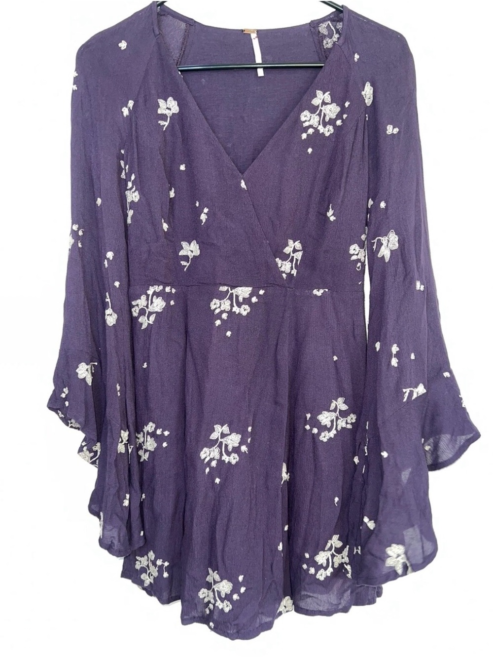Free People Deep Plum Linen Wrap Top